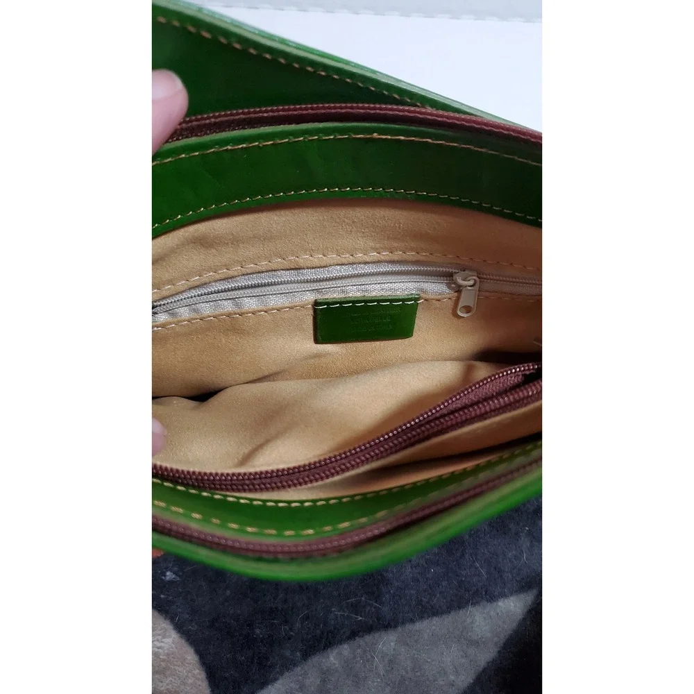 Florence Made In Italy Green Leather Convertible Backpack Shoulder Bag new - Picture 8 of 16